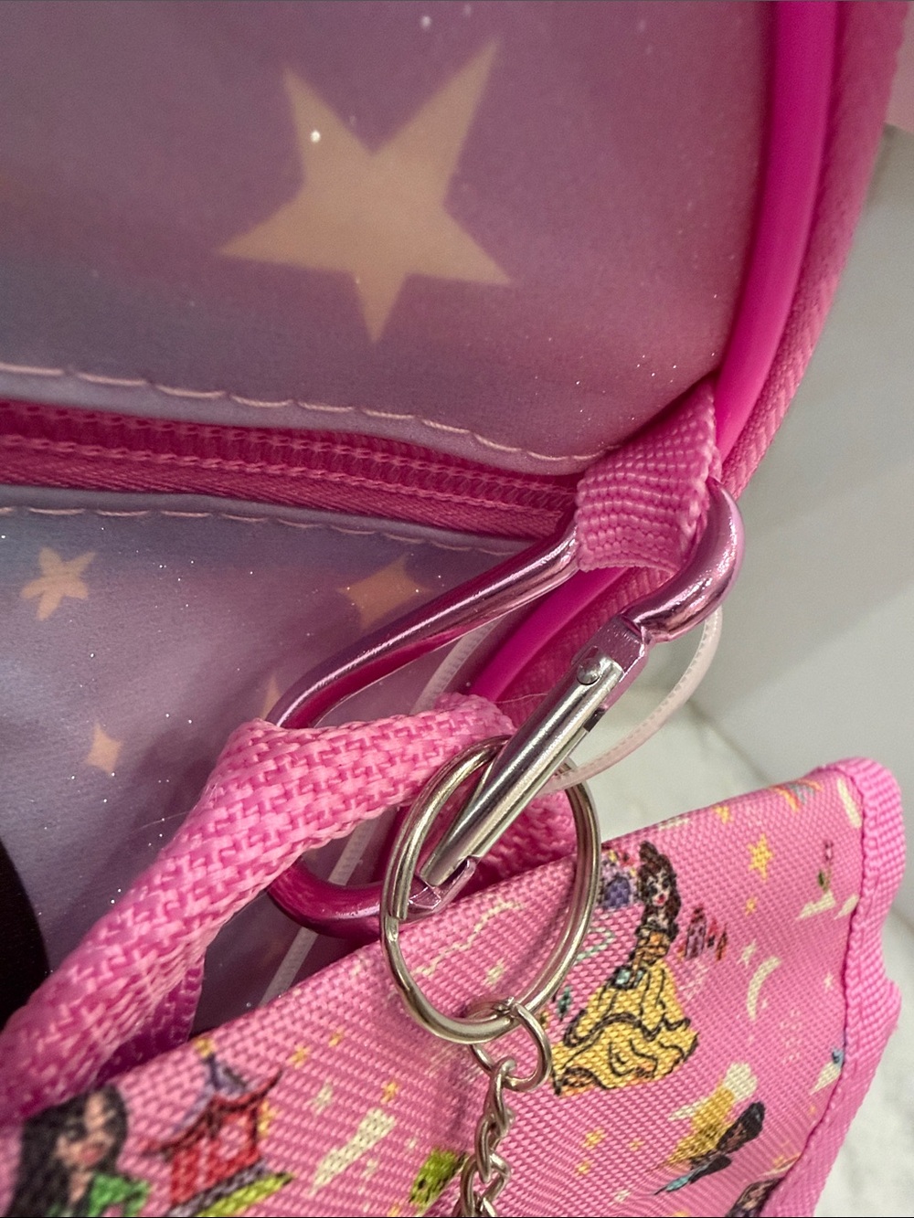 Disney Pink Princess Backpack Water Bottle Keychain and Lunch Bag - Picture 5 of 12
